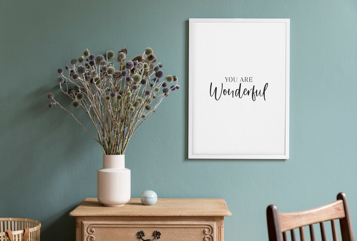 You Are Wonderful Elegant Script Positive Affirmation Poster - Image 2