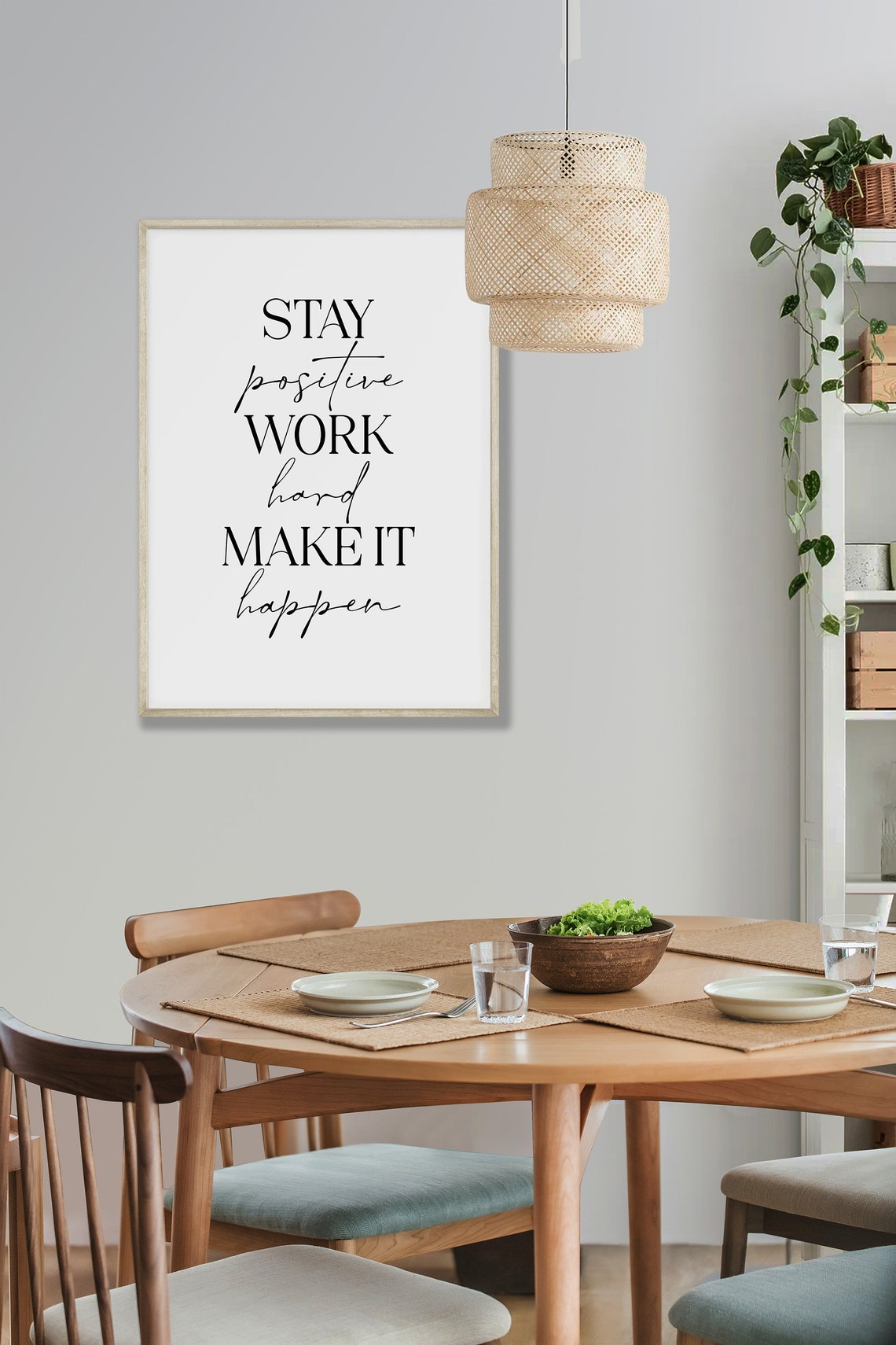 Stay Positive Work Hard Make It Happen Quote Print Motivational Decor - Image 2