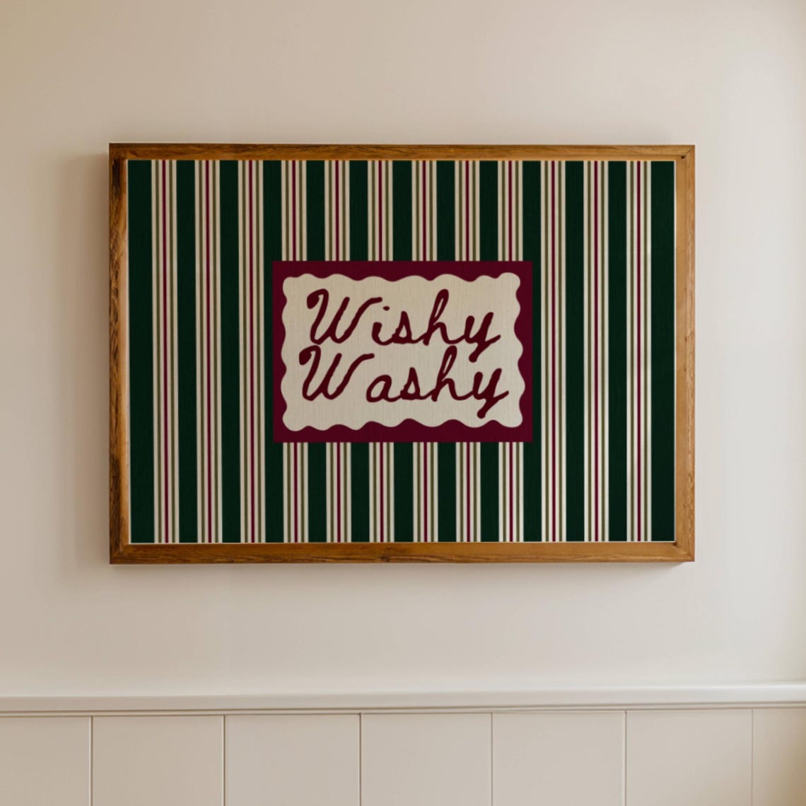Wishy Washy Hand Drawn Script Striped Bathroom Quote Funny Art Poster