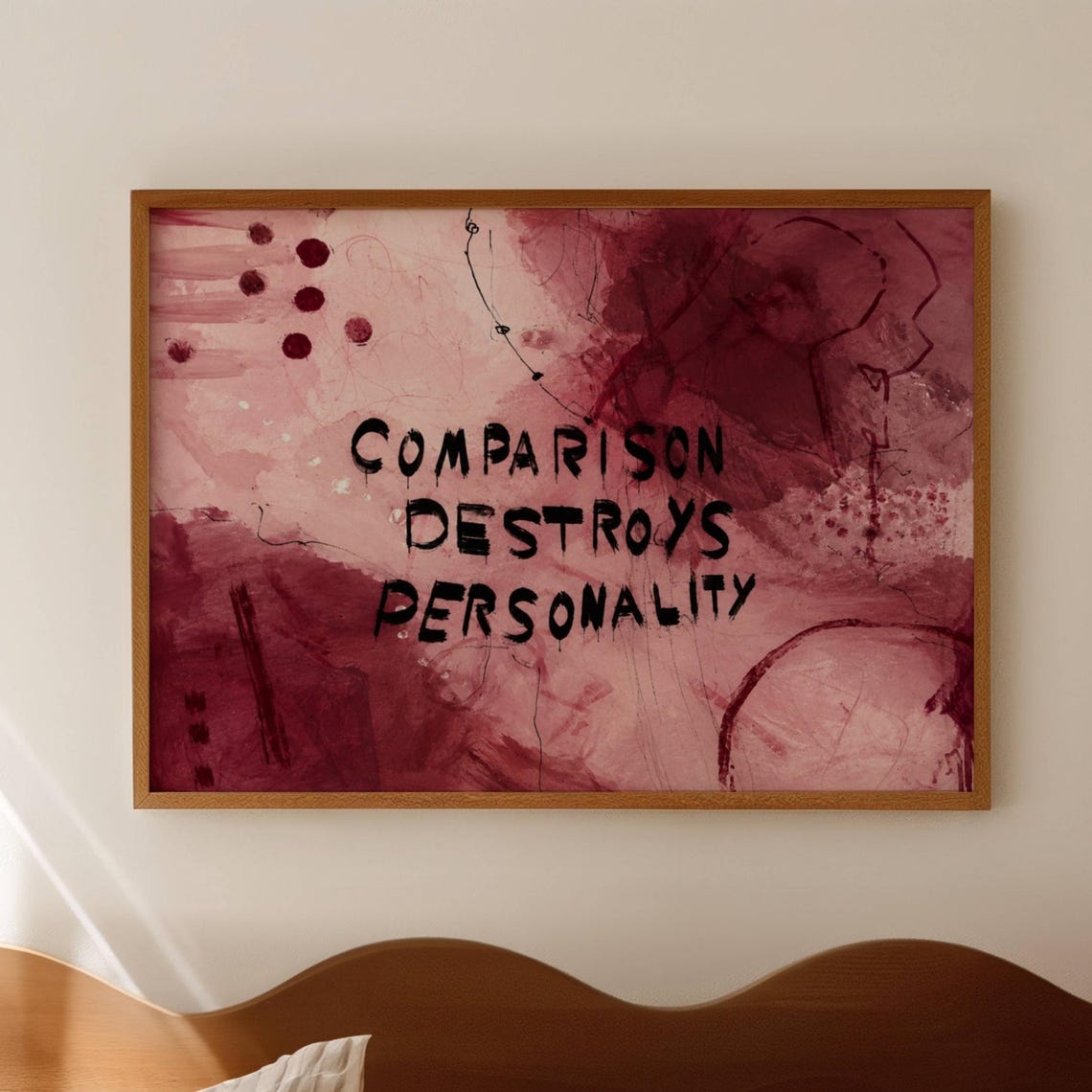 Comparison Destroys Personality Bold Pink Abstract Quote Poster