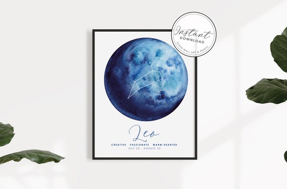 Personalised Zodiac Starsign Wall Art Leo Star Sign Horoscope Zodiac Print Personalised Constellation Art Print Zodiac Nursery Gift