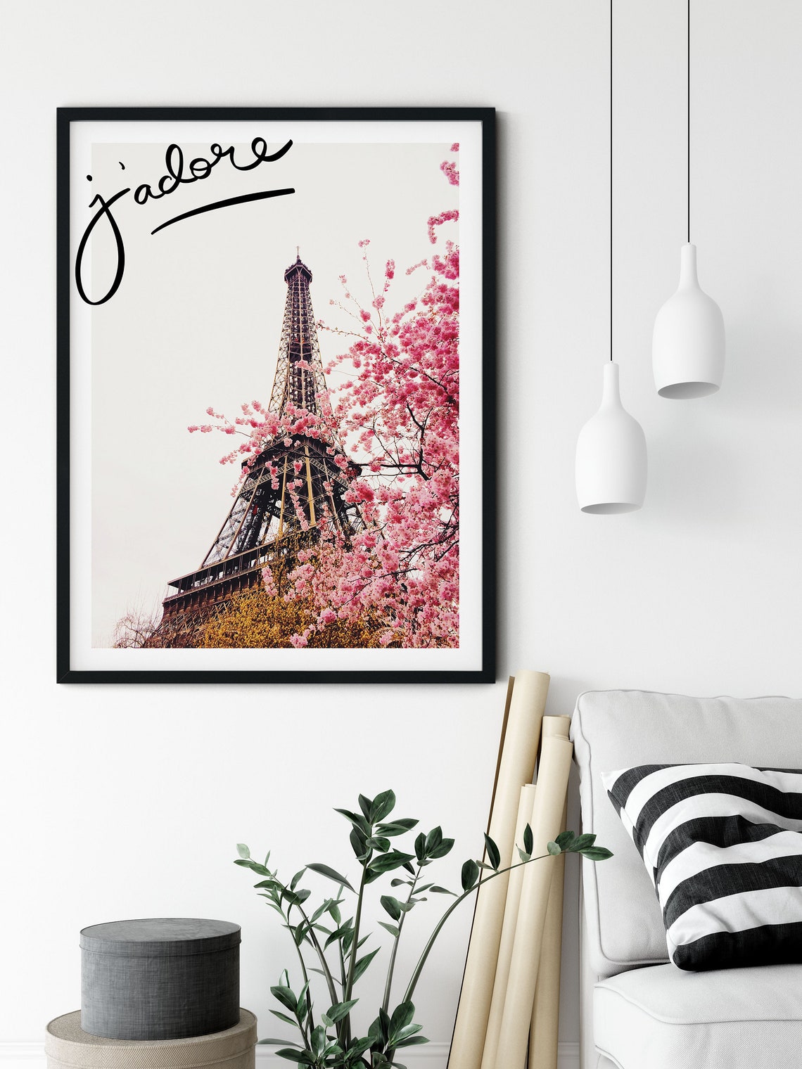 Paris Eiffel Tower Pink Cherry Blossom Spring J Adore Poster - Image 5