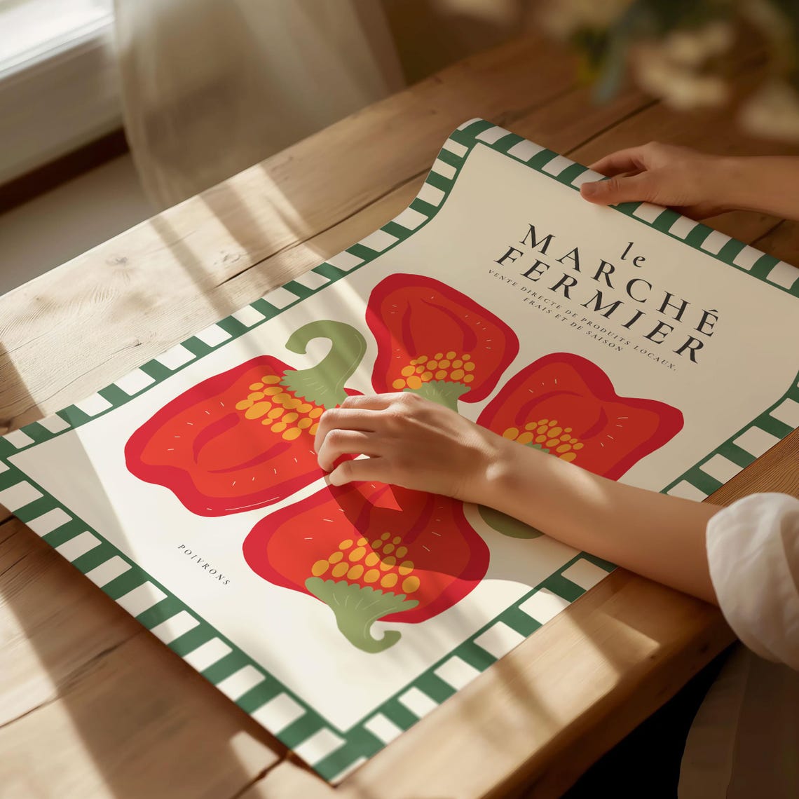 Le Marché Fermier Red Peppers French Market Kitchen Retro Poster - Image 4