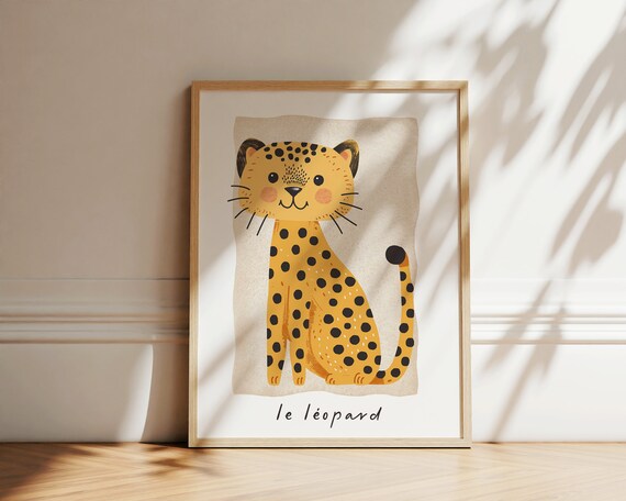 Cute Leopard Le Leopard Nursery Print Jungle Animal Illustration Kids Art