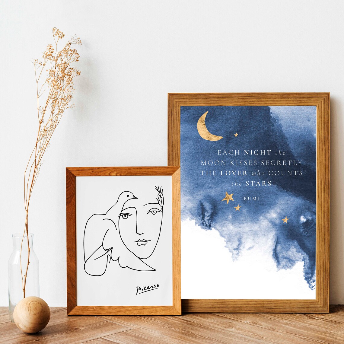 Rumi Moon Kisses Secretly Lover Night Sky Watercolor Quote Wall Art Print - Image 3