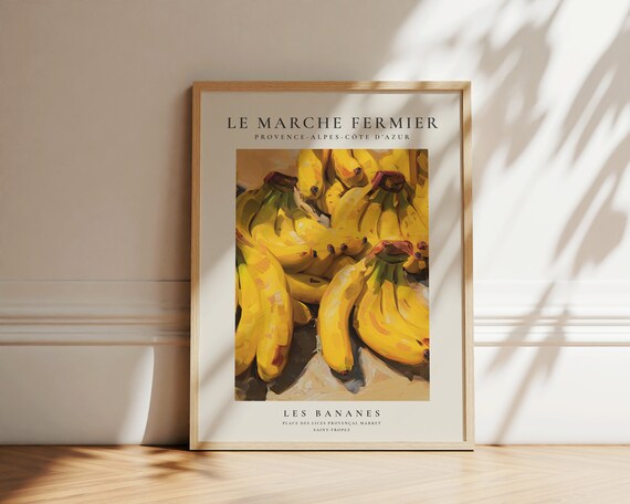 Bananas Fruit Market Print Poster Marche Aux Fruits Poster Vintage Food Print Kitchen Decor Trendy Kitchen Wall Art Les Bananes Fruit