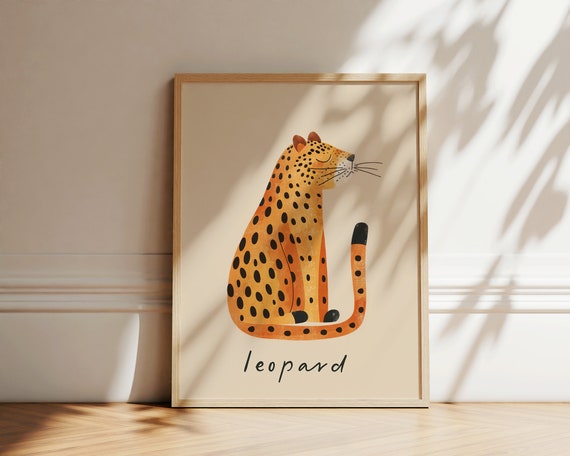 Leopard Nursery Prints Leopard Poster Childrens Animal Print Nursery Wall Art Jungle Wild Cute Animal Prints Trendy Kids Room Decor