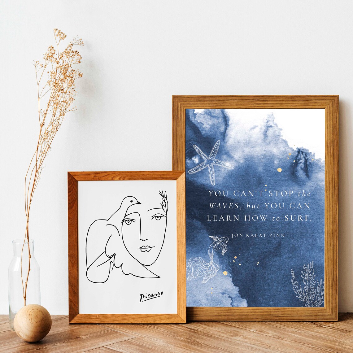 You Cant Stop The Waves Quote Poster Ocean Surf Mindfulness Wall Art Print - Image 3
