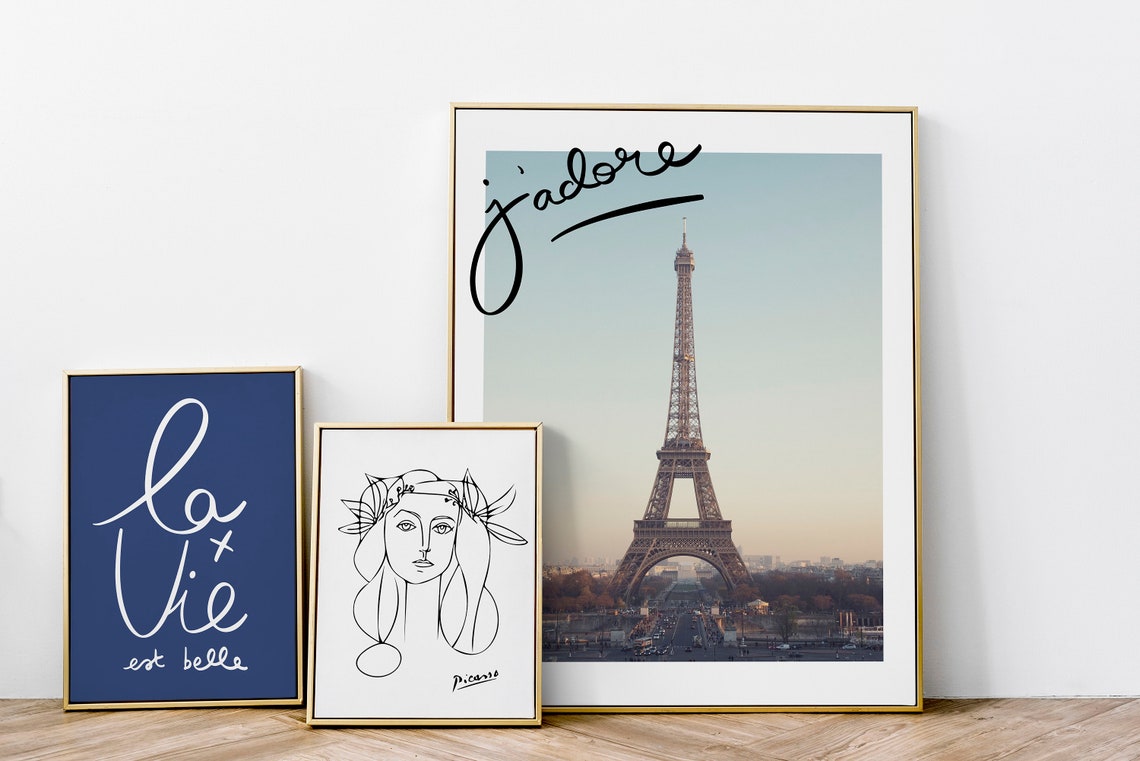Paris France Eiffel Tower J Adore Script Romantic Pastel Travel Poster - Image 2