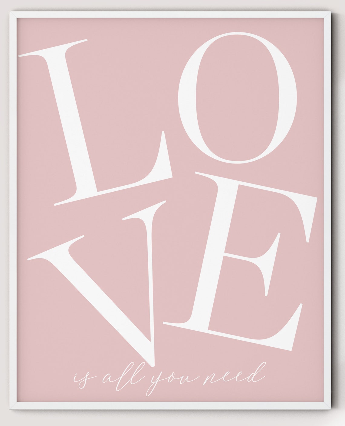 Love Is All You Need Blush Pink Bold Serif Typography Wall Art Print - Image 3