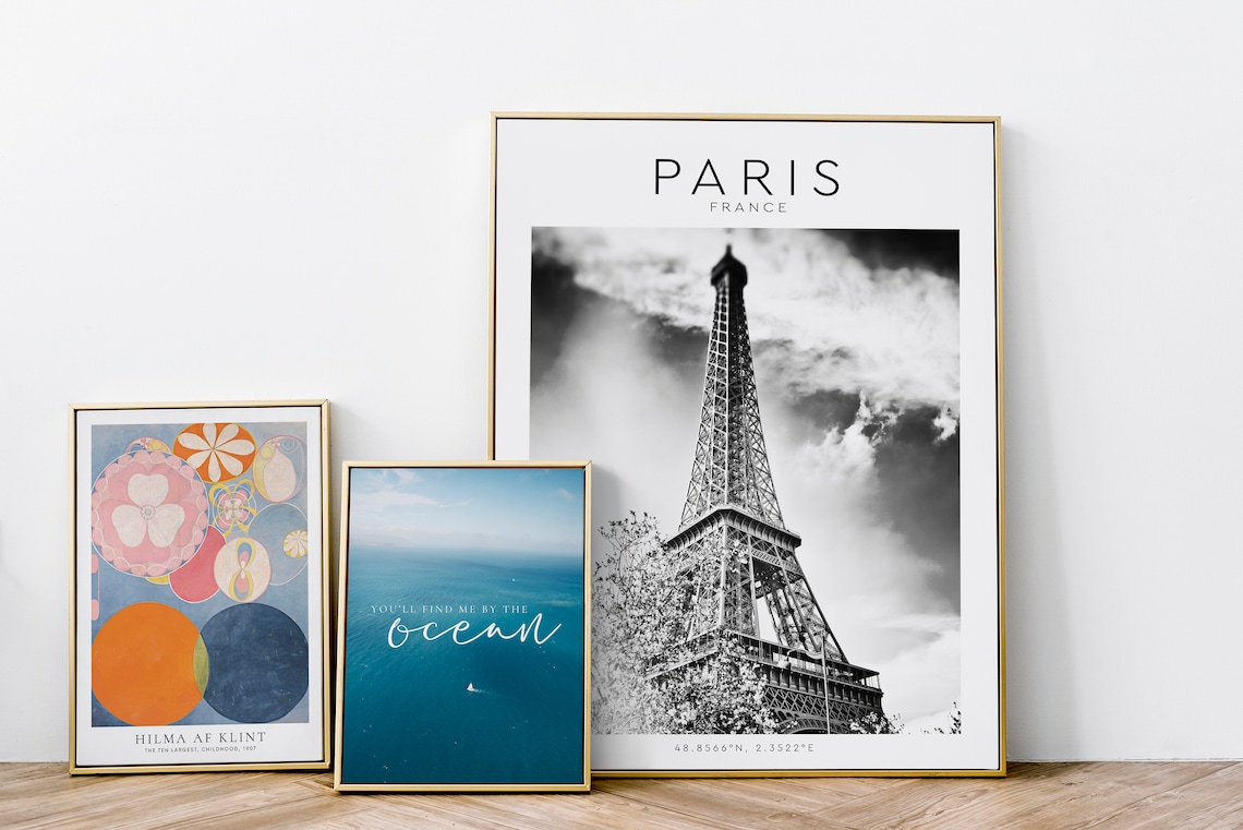 Eiffel Tower Paris France Low Angle Black White Travel Poster - Image 5
