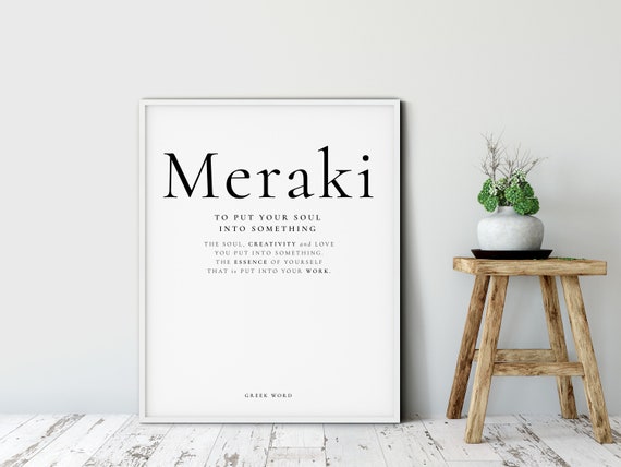 Meraki Definition Wall Print Poster Inspirational Print Gift Greek Inspirational Words Greek Poster Inspiration Creativity Soul