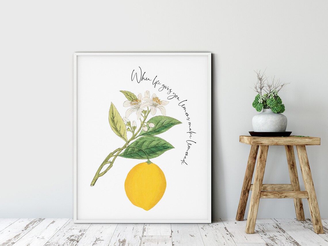 When Life Gives You Lemons Make Lemonade Kitchen Dining Wall Decor Kitchen Print Dining Wall Decor Bar Decor Lemons Print New Home