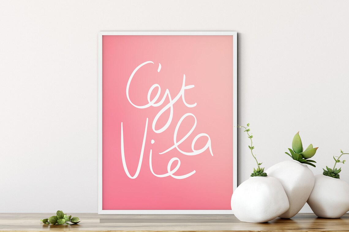 Cest La Vie French Quote Poster Hand Lettered Script Minimalist Wall Art Print - Image 3