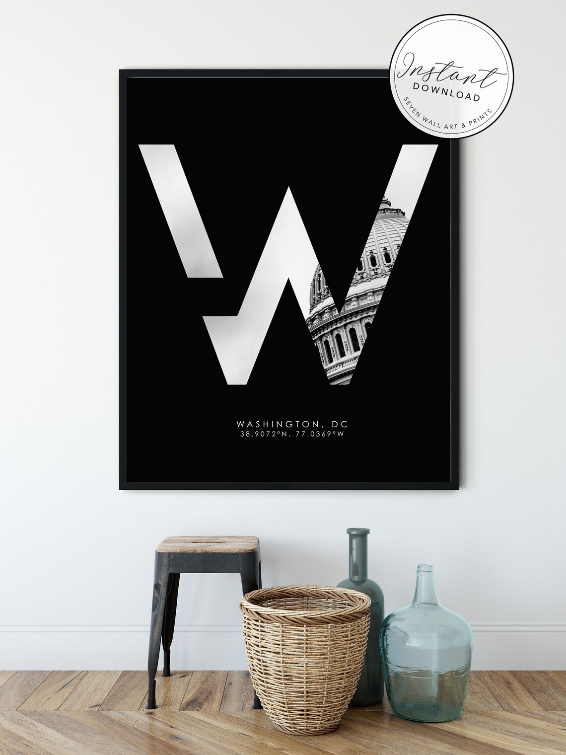 Washington DC Black White Travel Poster, Capitol - Image 4