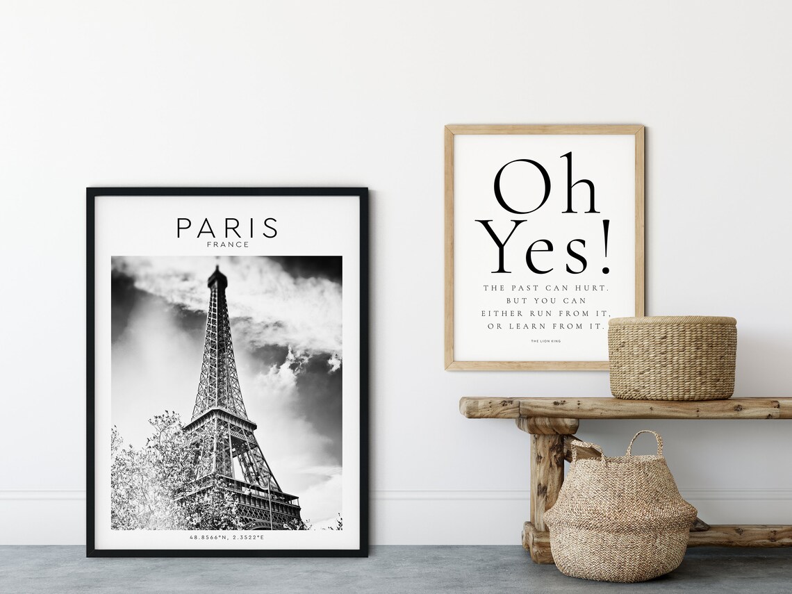 Eiffel Tower Poster Paris Photograph Wall Decor Travel France Print Trendy Modern Travel Poster Black And White Paris Photo Wall Art - Image 2