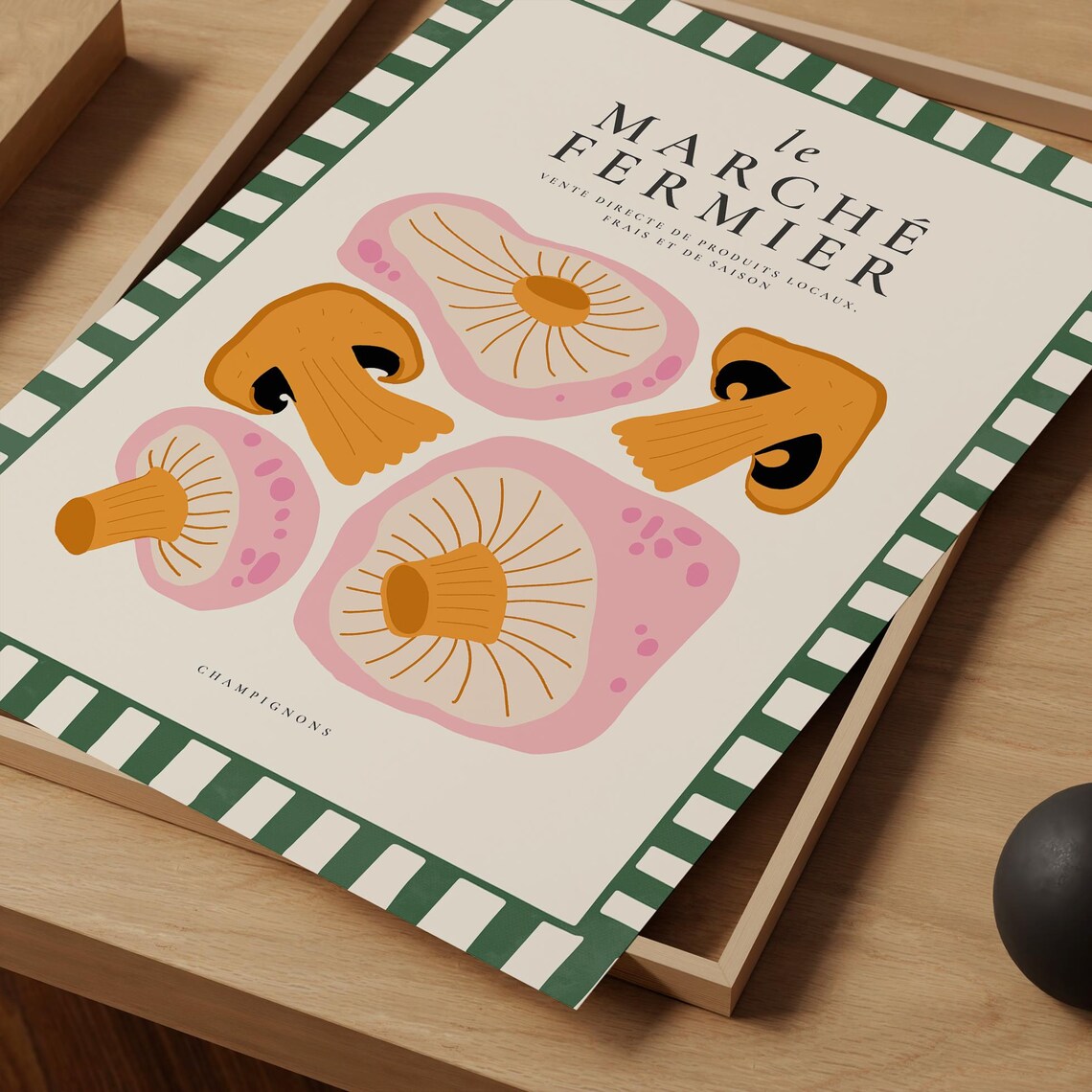 Le Marche Fermier French Farmers Market Mushroom Kitchen Art Print - Image 4