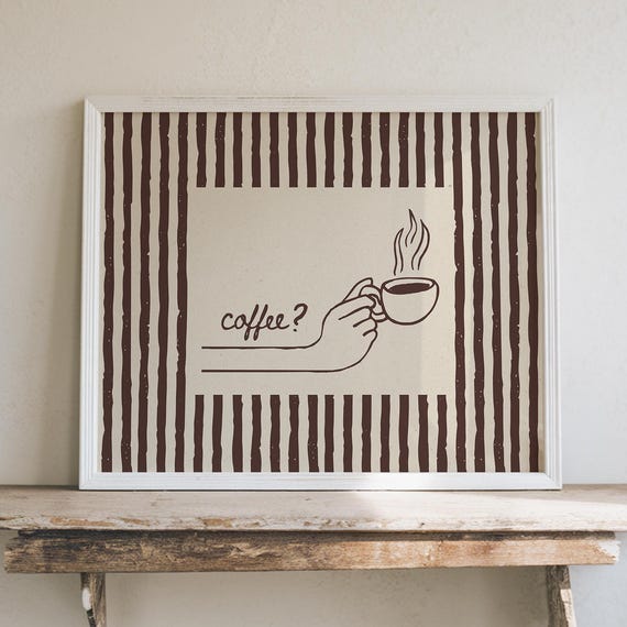 Funny Coffee Poster Cafe Style Decor Minimalist Cick Kitchen Nook Art Digital Download