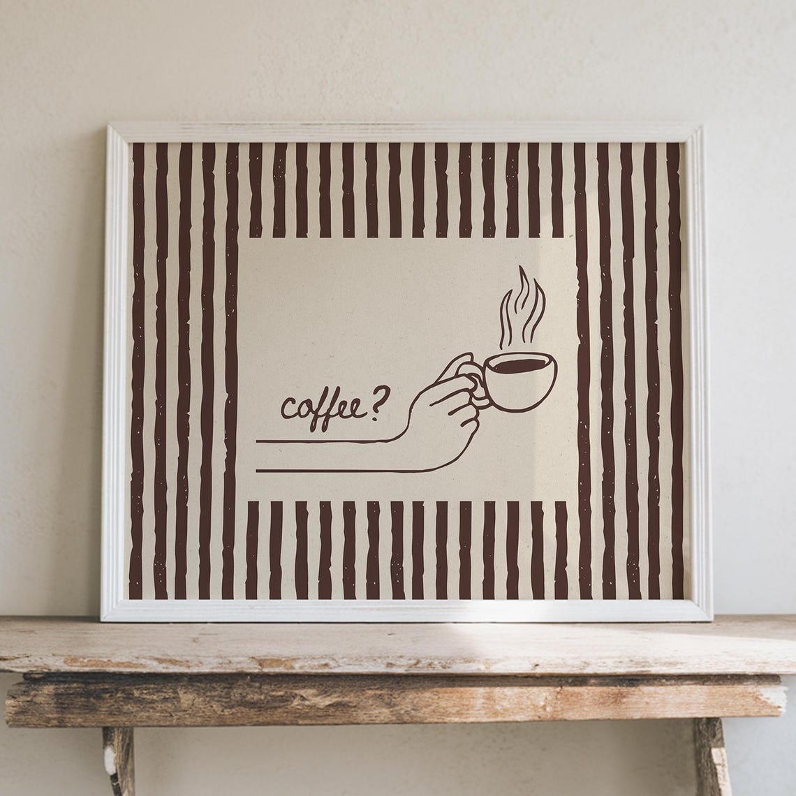 Coffee Question Hand Drawn Minimalist Kitchen Coffee Bar Poster