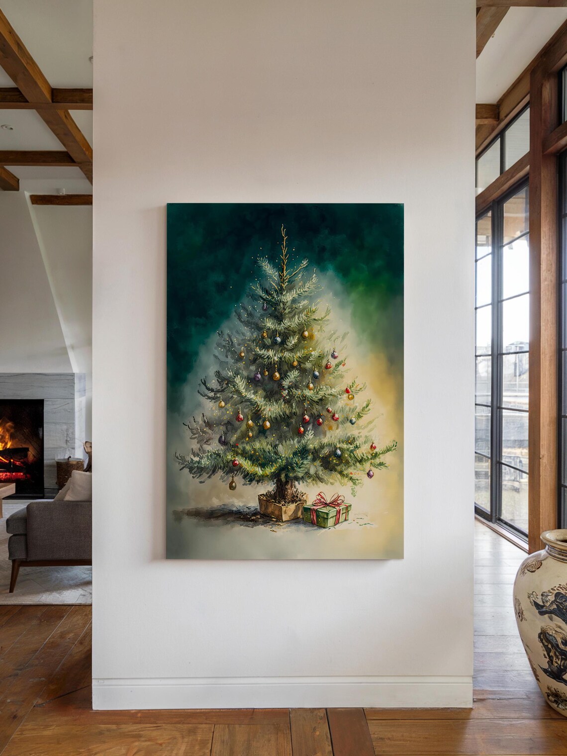 Watercolor Christmas Tree Art Print, Christmas Decor