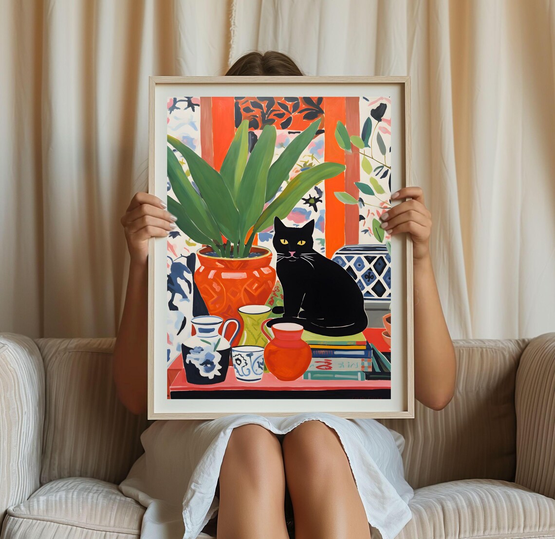 Matisse Cat Print, Black Art Animal Lover Poster