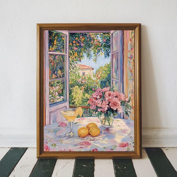 Matisse Open Window Art Coastal Lemon Print Mediterranean Painting Cocktail Modern Exhibition Wall