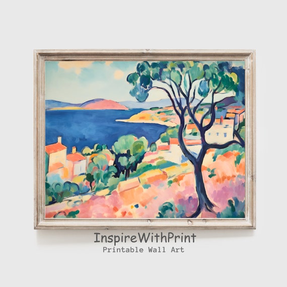 Matisse Landscape Painting Coastal Henri Inspired Art Pastel Print Abstract