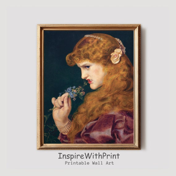 Moody Woman Portrait Painting Antique Art Angry Wall Vintage Artful Print