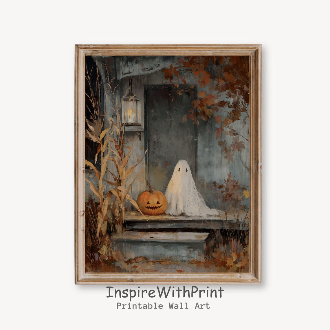 Cute And Jack O Lantern Print Vintage Fall Spooky Halloween Painting Autumn Dark Cottagcore Art Trendy