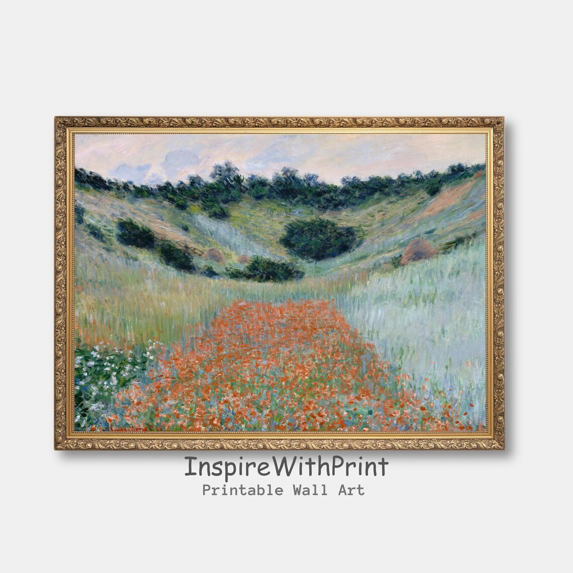 Vintage Poppies Flower Field Painting Art Print