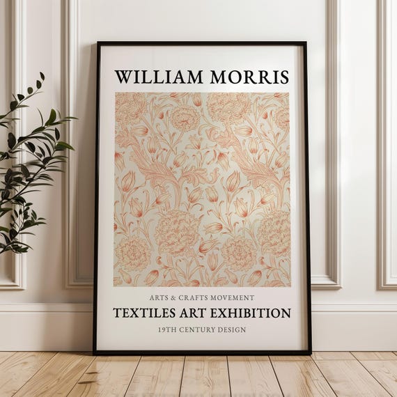 William Morris Textiles Exhibition Poster Vintage Arts And Crafts Wall Art 19th Century Design For Elegant Home Decor