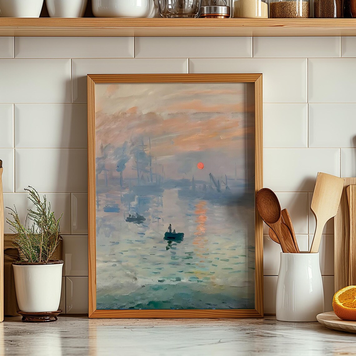 Claude Monet Impression Sunrise Poster Impressionist Seascape Art Print Soft Sunrise Wall Decor For Tranquil Interiors - Image 2