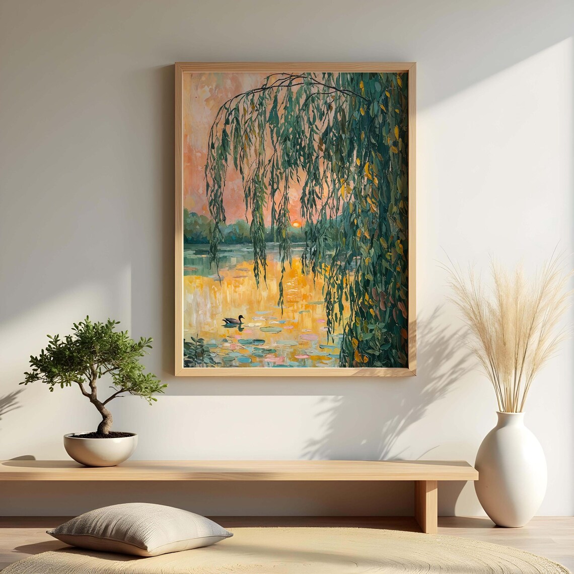 Claude Monet Sunset Lake Willow Tree and Water Lilies Poster - Image 4