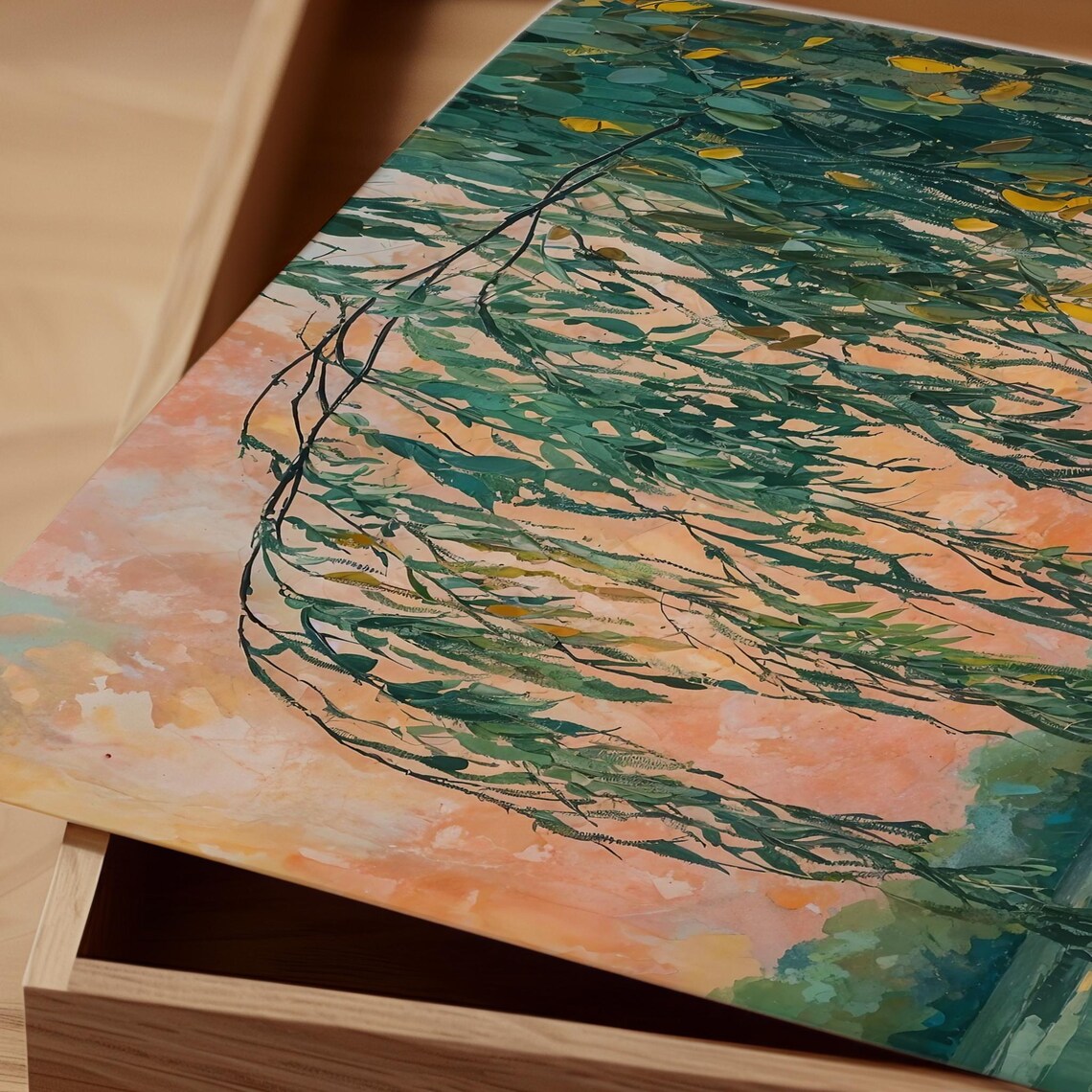 Claude Monet Sunset Lake Willow Tree and Water Lilies Poster - Image 3