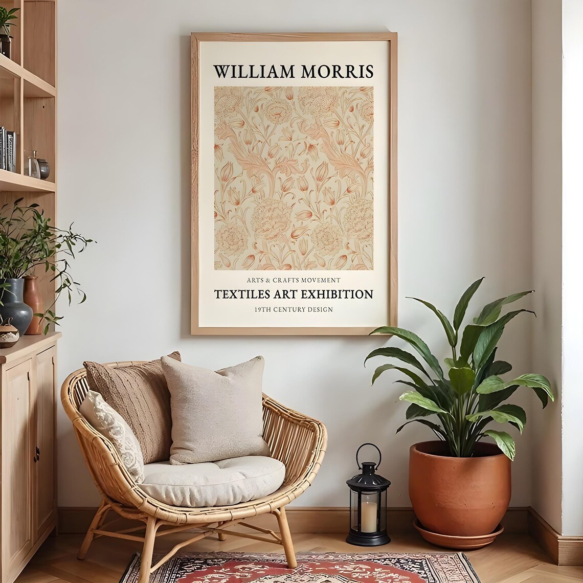 William Morris Textiles Art Exhibition Terracotta Floral Print - Image 4
