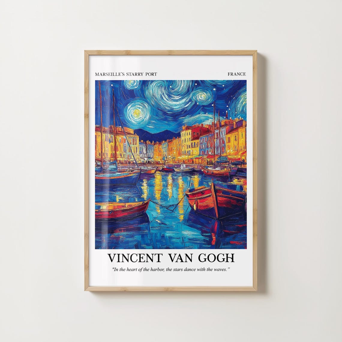 Van Gogh Wall Art Starry Night Print Marseille Harbor Poster Impressionist Artwork Van Gogh Nautical Painting - Image 2