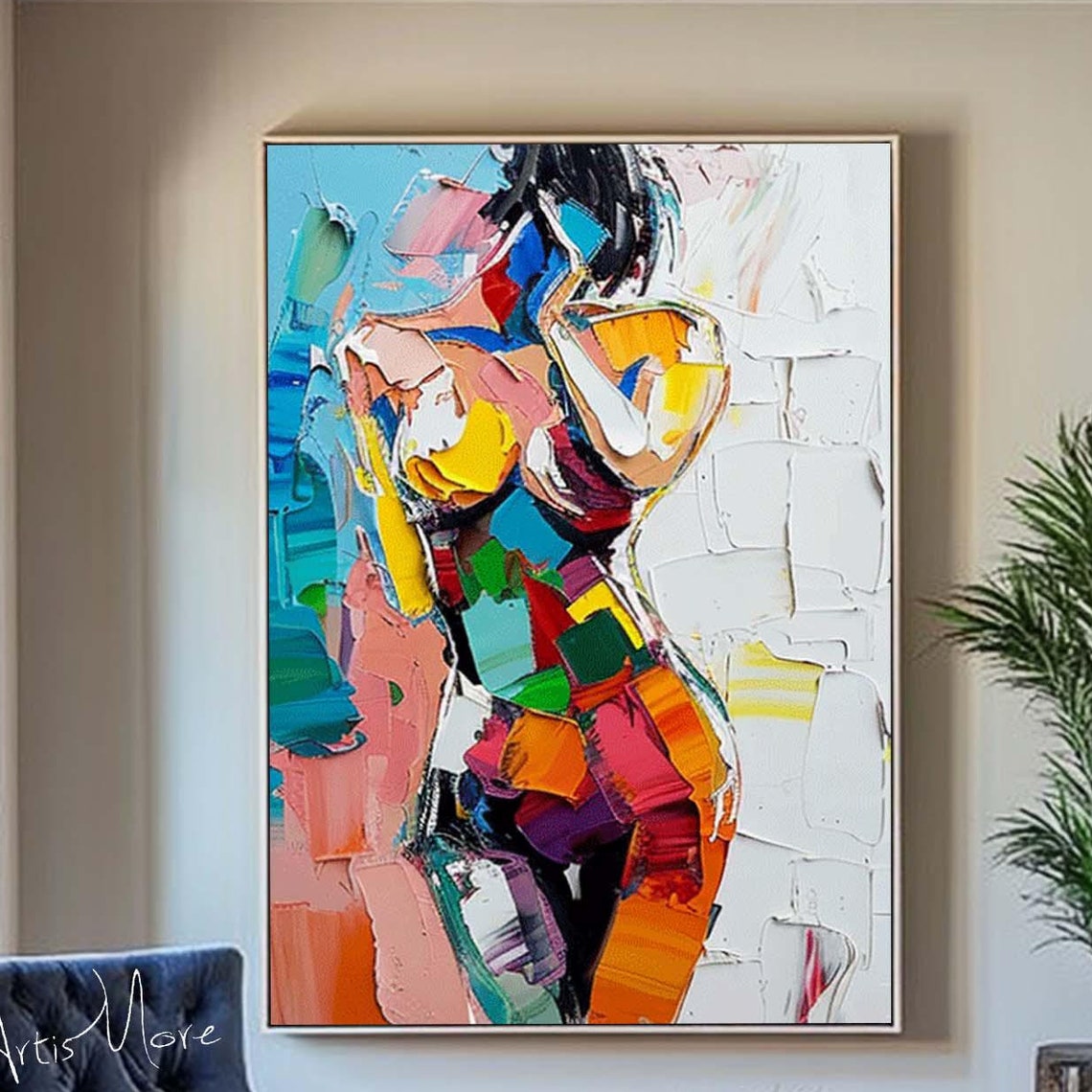 Female Power Portrait Art Abstract Woman Figure Painting Colorful Texture Painting Womans Body Painting 3d Texture Art Fashion Decor - Image 5