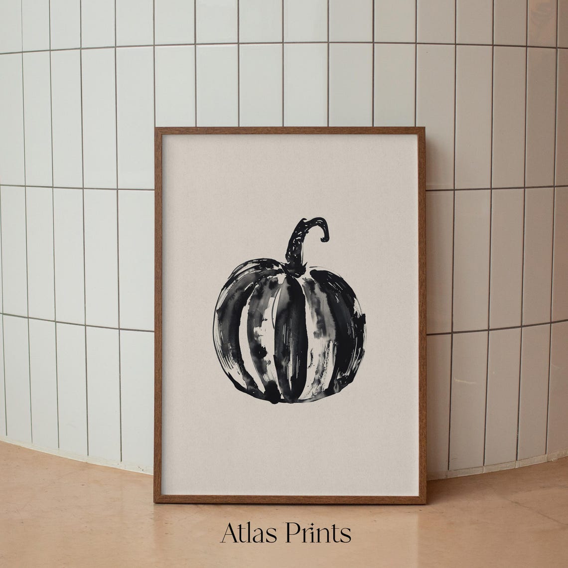 Abstract Black White Pumpkin Brushstroke Midcentury Fall Art Poster - Image 5