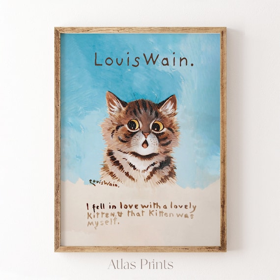 Louis Wain Kitten Cat Painting Whimsical Animal Portrait Poster