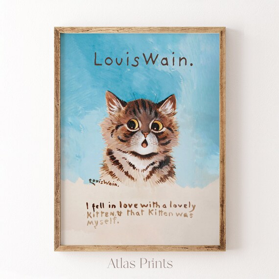 Louis Wain Print Cute Cat Painting Poster Kids Room Wall Art Animal Lover Gift Nursery Room Dcor