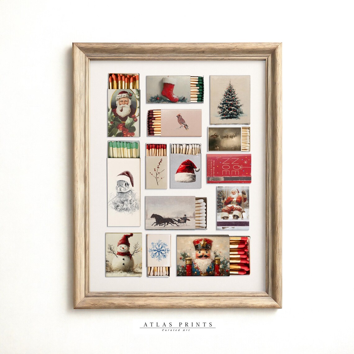 Vintage Christmas Matchbox Collage Holiday Matchboxes Wall Art