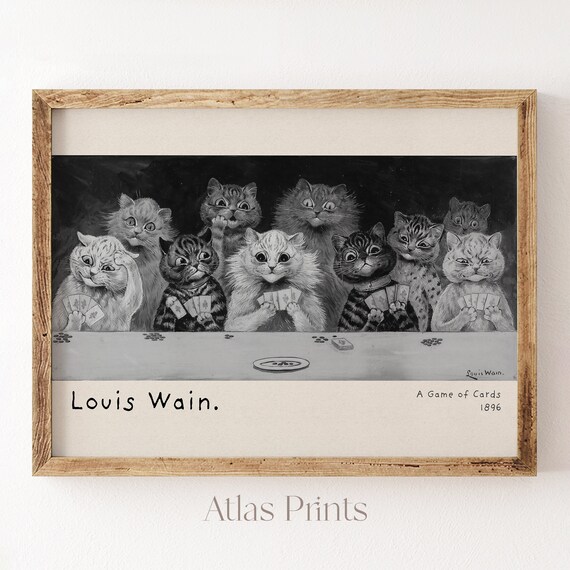 Louis Wain A Game Of Cards 1896 Cats At The Table Humor Poster
