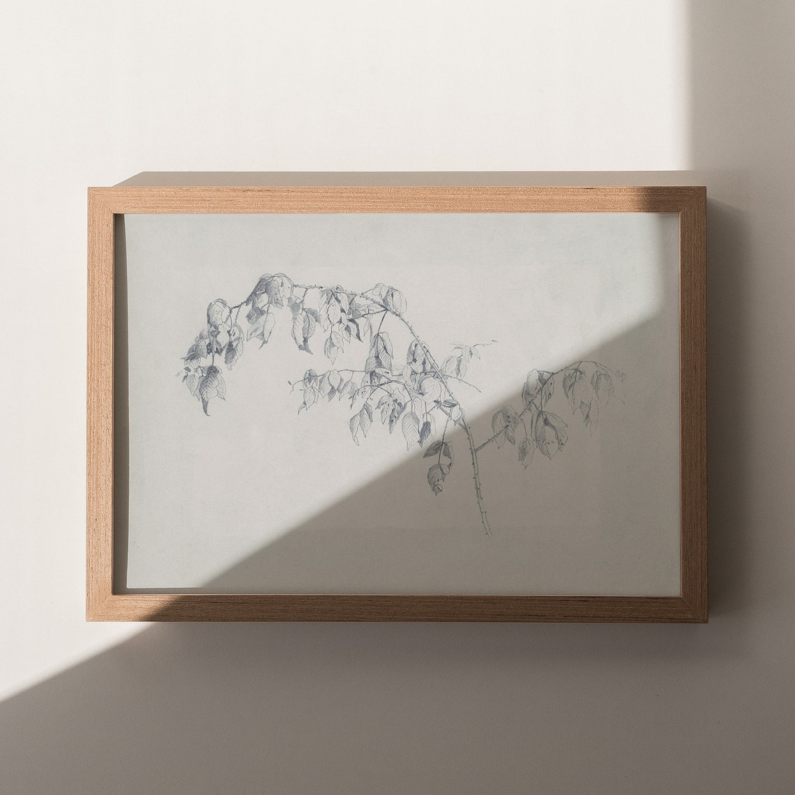 Minimalist Pencil Sketch Leafy Branch Botanical Drawing Neutral Poster - Image 5