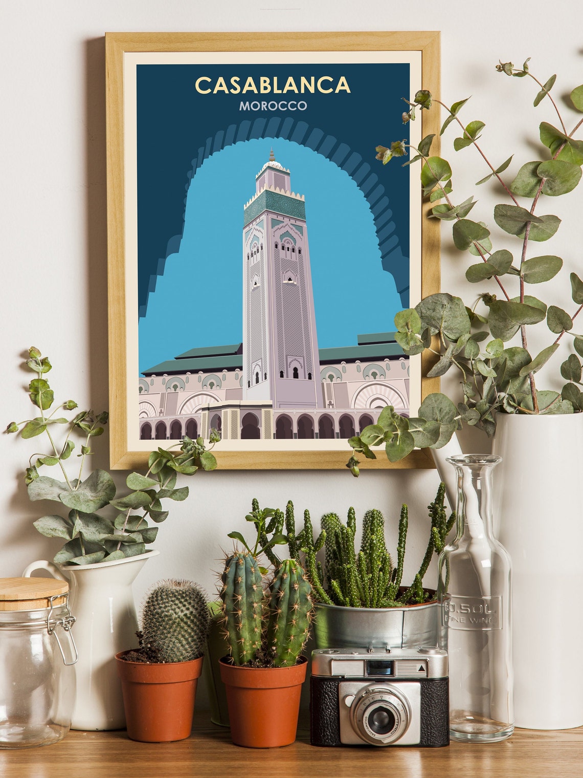 Casablanca Morocco Minaret Seen Through Archway Travel Poster - Image 2