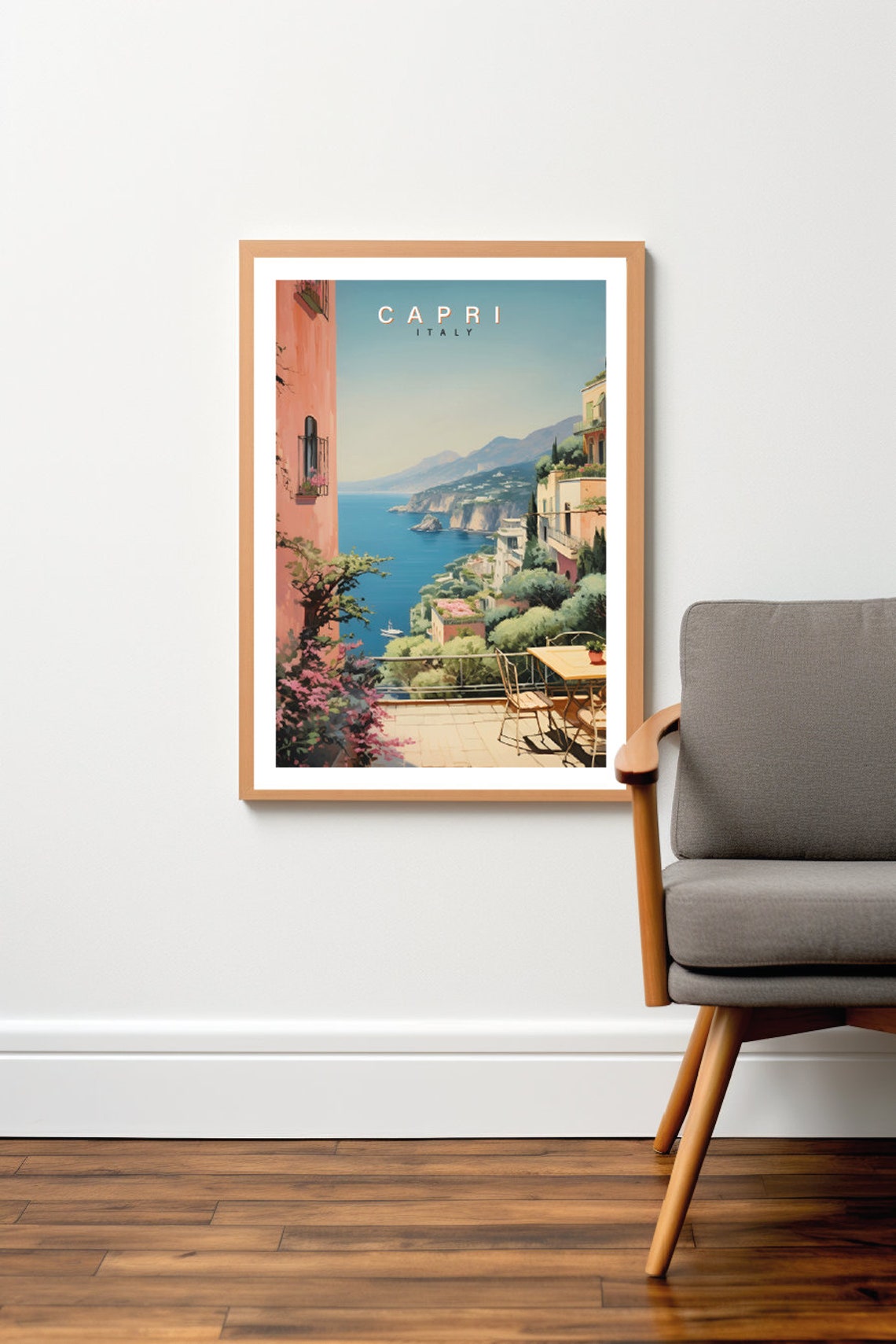 Capri Italy Vintage Travel Poster Terrace Coast Cliffs View Art - Image 2
