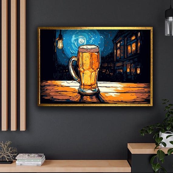 Beer Glass Art Print Beer Lover Gift Wall Decor For Home Bar Unique Beer Art Perfect For Man Cave Kitchen Decor