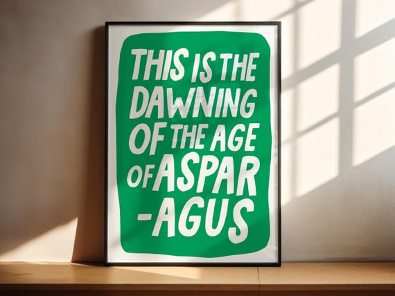 Age Of Asparagus Print Gardener Gift Vegetable Gardening Art Funny Kitchen Poster Vegetarian Student Dorm Vegan Cafe Decor Green