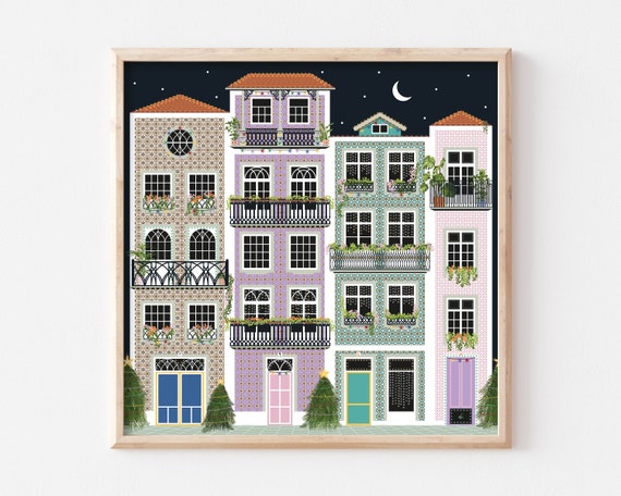 Christmas Lisbon Portugal Poster, Travel Poster