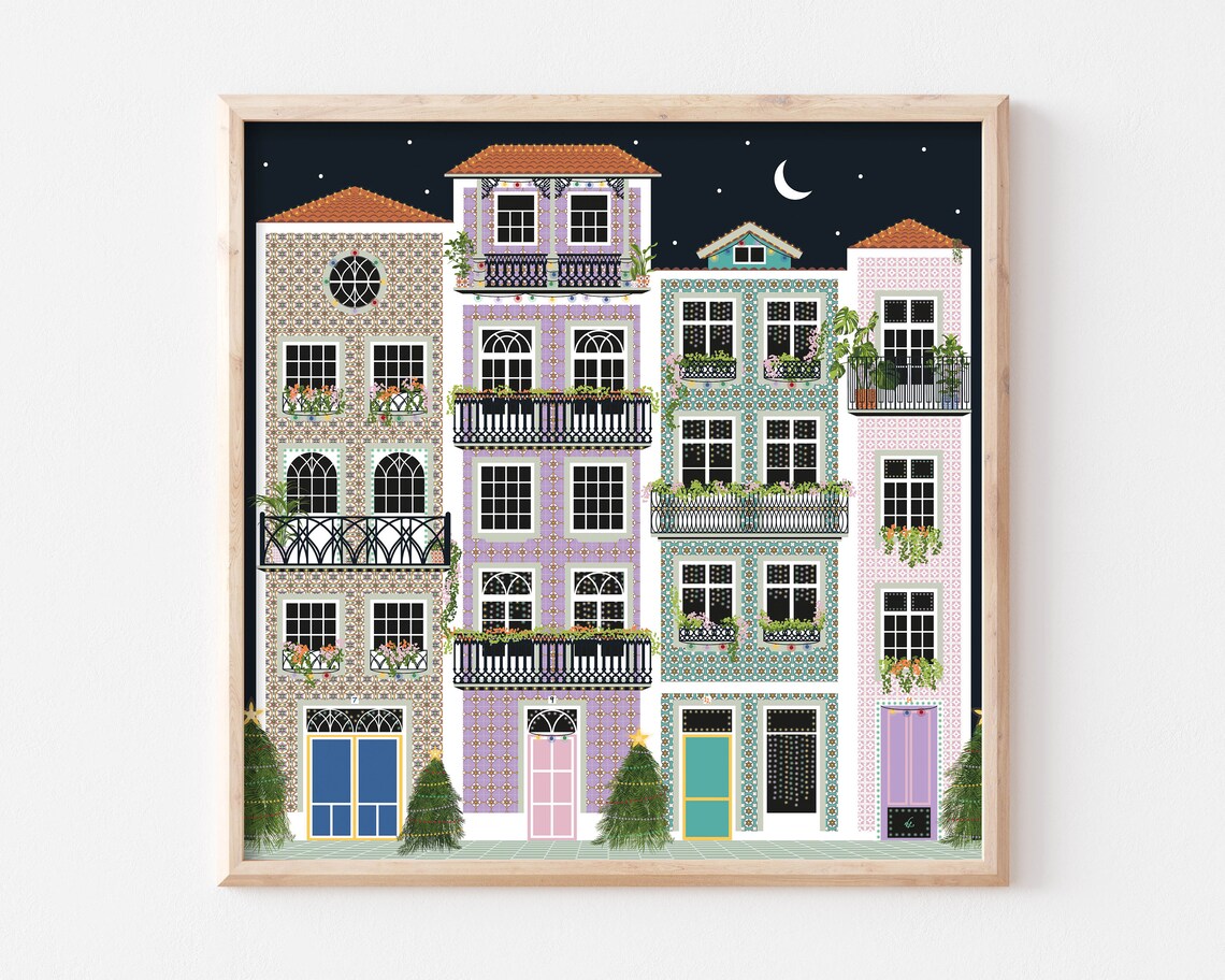 Christmas Lisbon Portugal Poster, Travel Poster