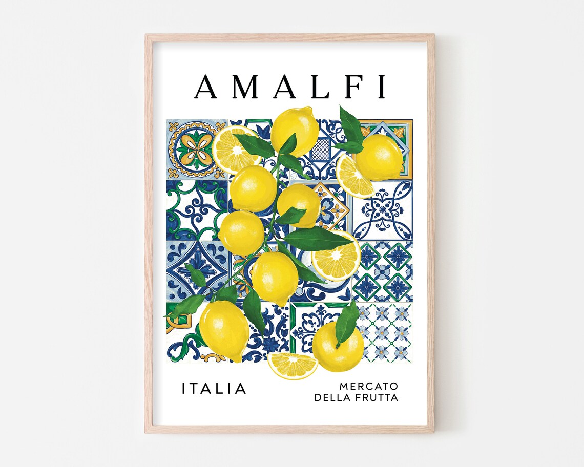 Italian Lemon Print, Amalfi Travel Poster